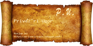 Privári Ugor névjegykártya